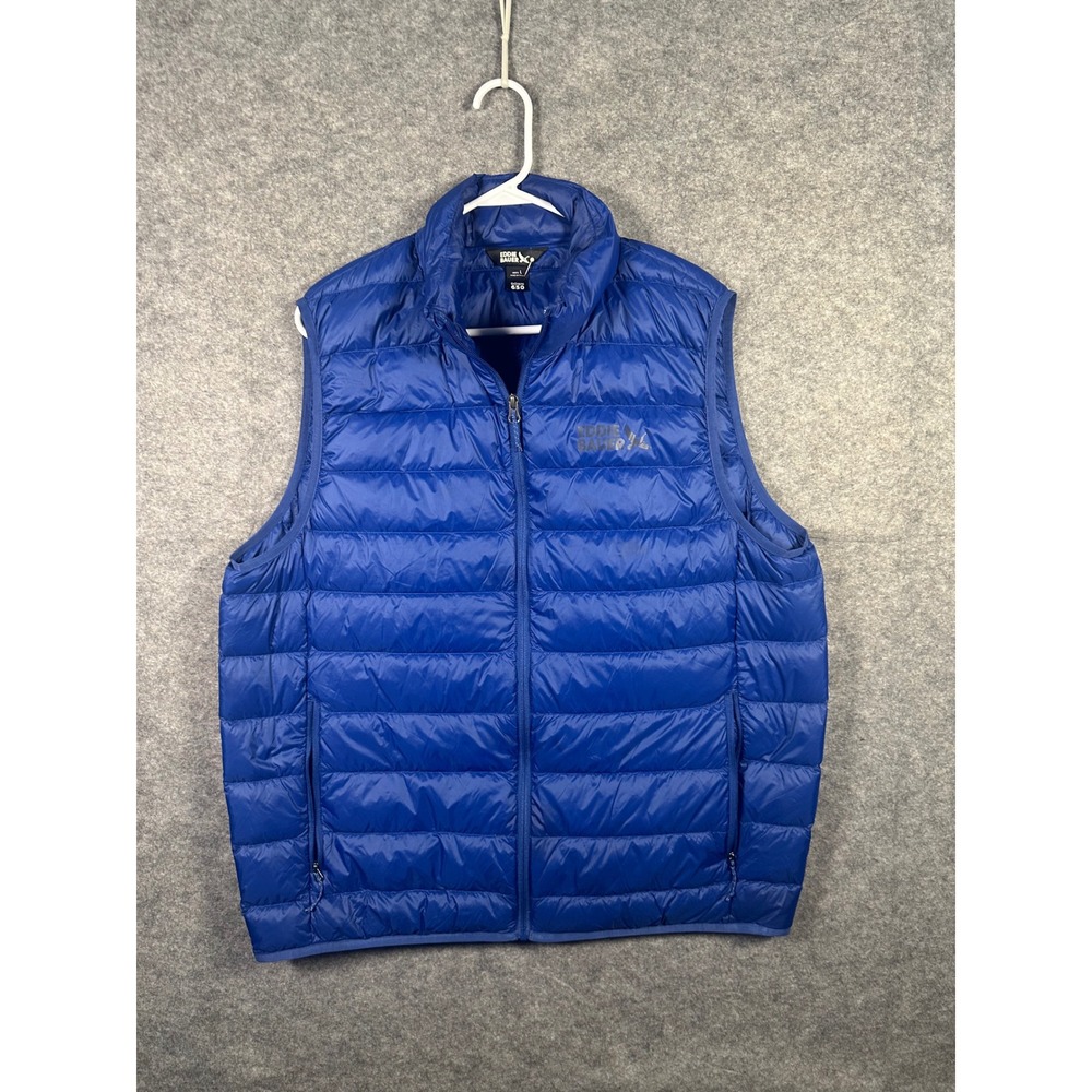 Eddie Bauer Mens Blue Down 650 Vest Lightweight Puffer Sleeveless Jacket L